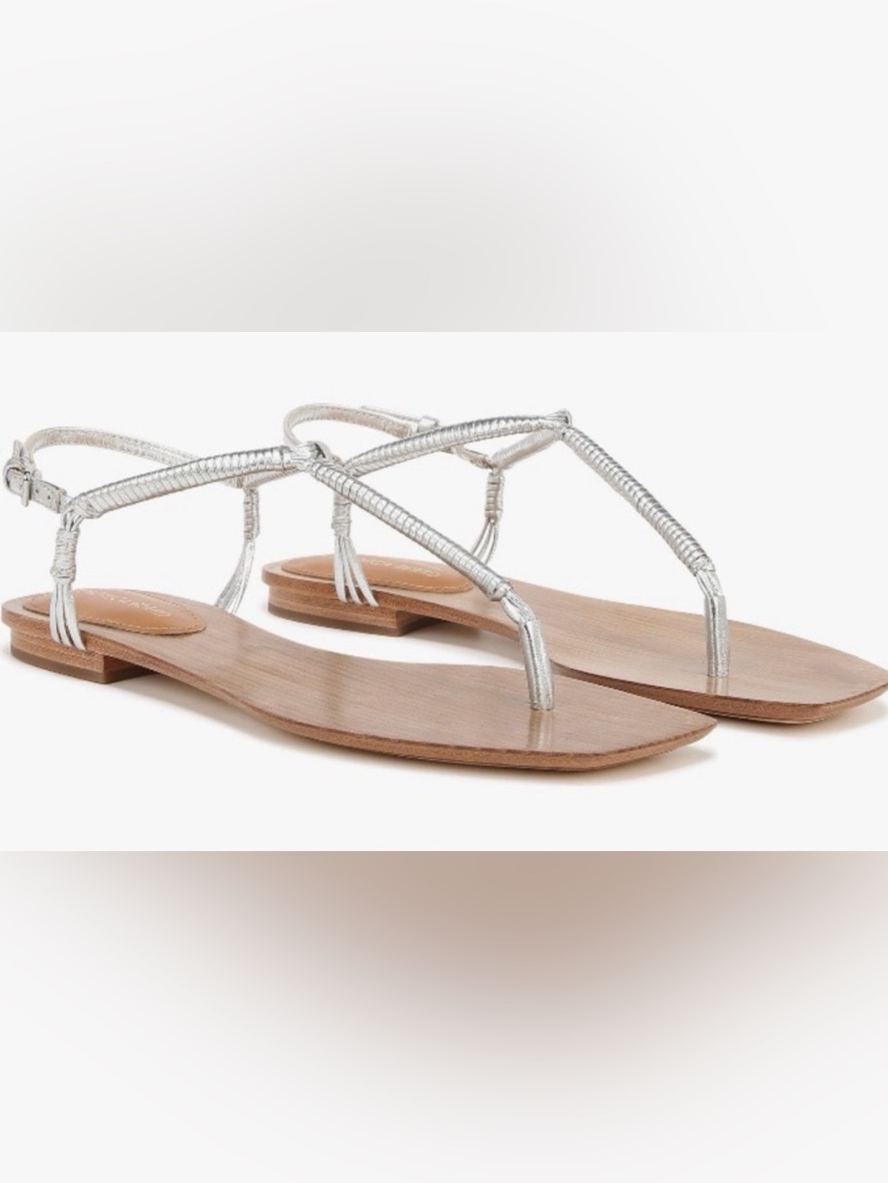 NWT Veronica Beard Amelia Silver Flat Sandals with Brown bottom in Size 7